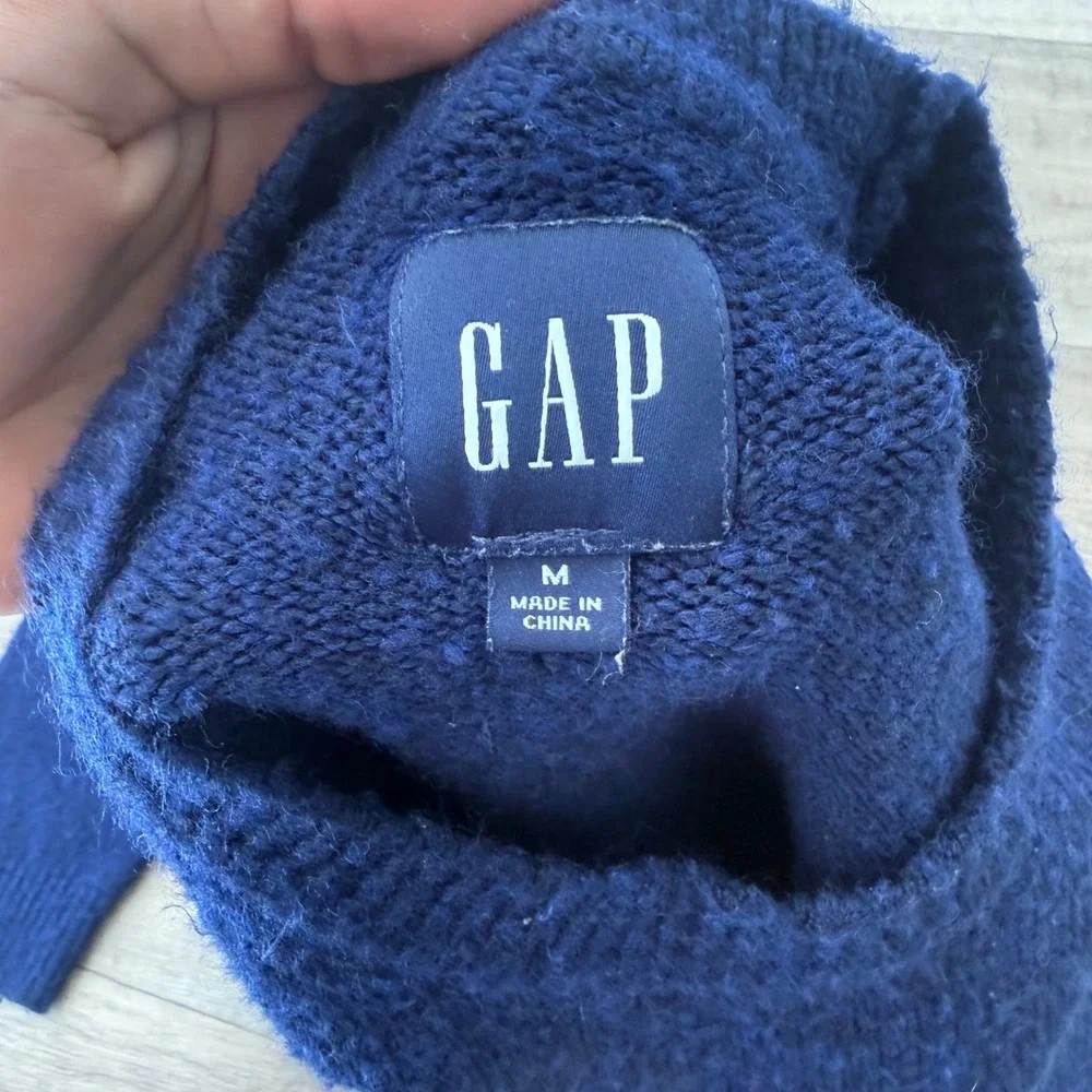 GAP Mens Crewneck Sweater Navy Blue Knit Pullover Long Sleeve Medium 0991